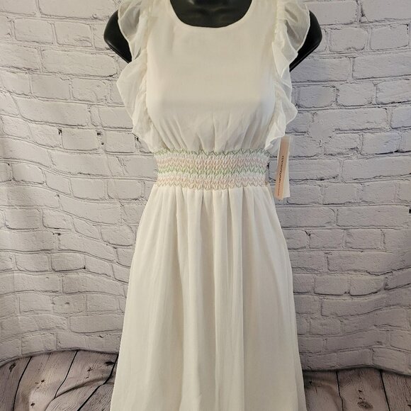 Aqua Girls' Embroidered Flutter MIDI Dress - Picture 1 of 6